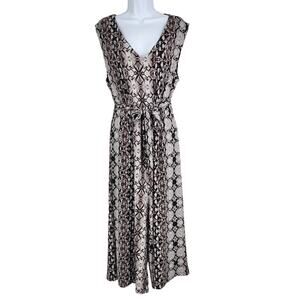 Nicole Miller Snakeskin Jersey Cropped Wide Leg Jumpsuit Size 12